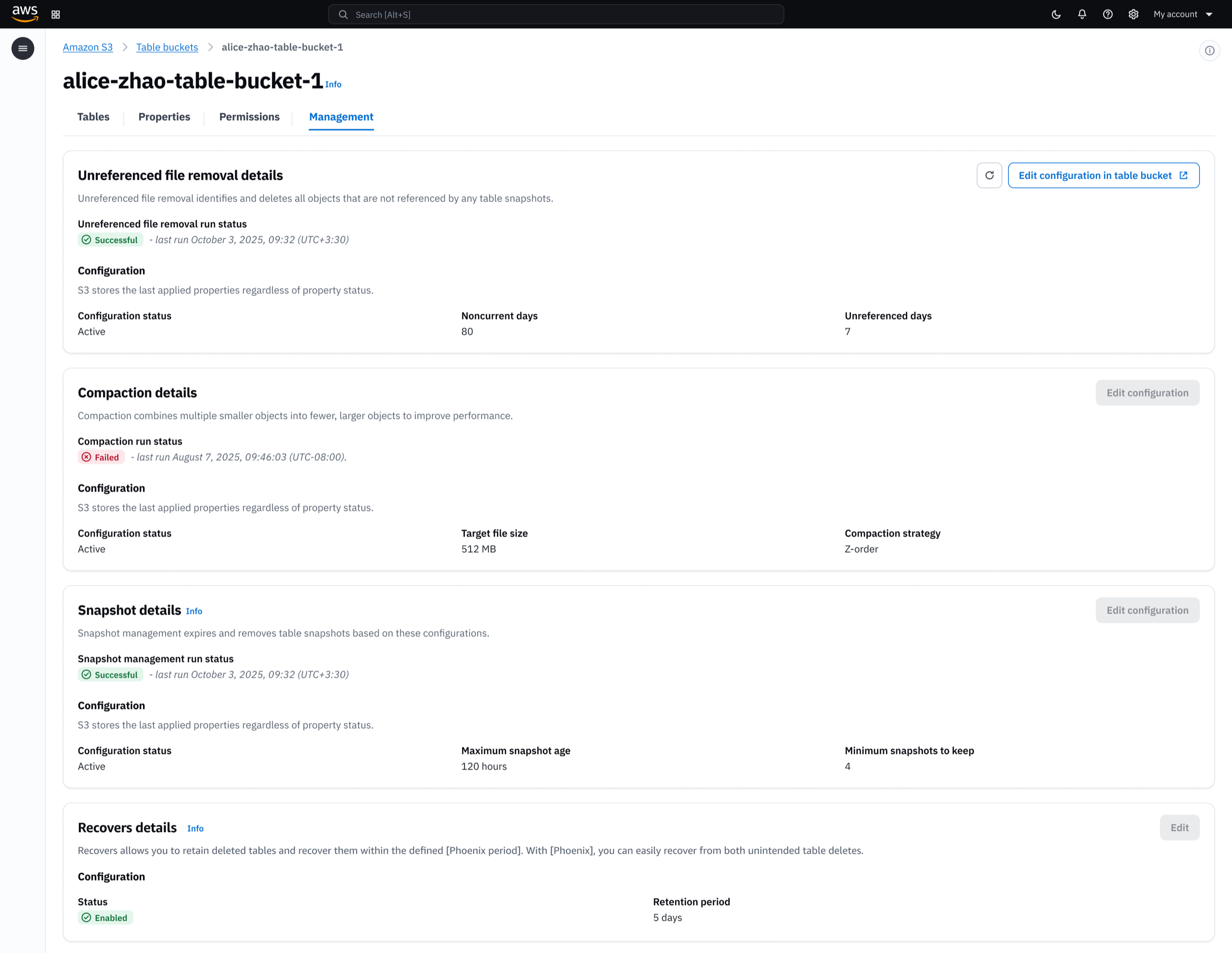 Table management console